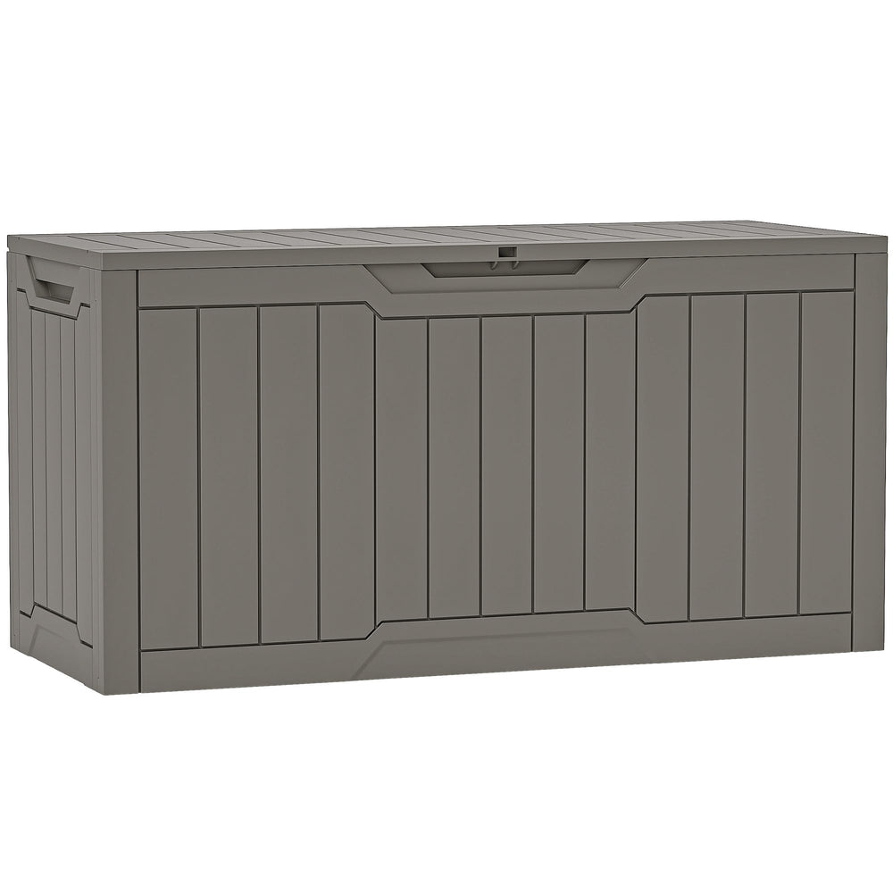 Waterproof Resin Outdoor Storage Box 300L, Lockable, Taupe