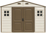 10 x 8 ft Outdoor Plastic Garden Storage Shed with Double Doors, Windows & Metal Foundation Kit