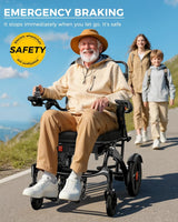 Ultra Lightweight Foldable Electric Wheelchair - 18+ Mile Range, Carbon Fiber & Aluminum Frame, Portable All-Terrain Power Chair