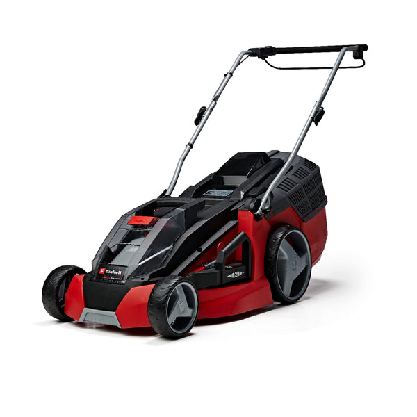 36V Cordless Brushless Lawn Mower, 43cm Cutting Width, 2×4Ah Batteries, 2 Fast Chargers, 63L Grass Bag