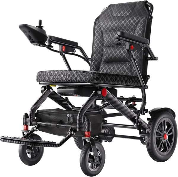 Lightweight Foldable Electric Wheelchair for Adults, 15.5 Mile Range, Dual 250W Motors, Removable 15Ah Battery