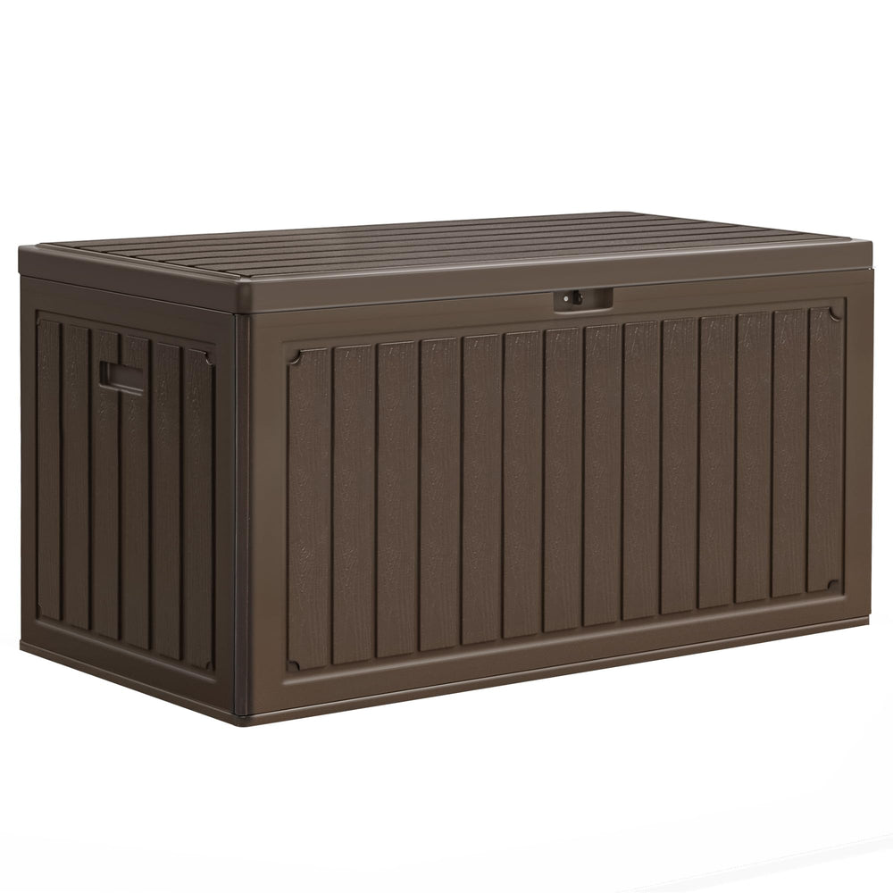 Resin Garden Storage Deck Box 303L with Side Handles, Brown