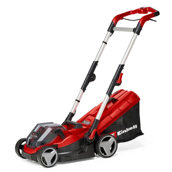 36V Cordless Lawn Mower, 34cm Cutting Width, 2×3Ah Batteries, 2 Chargers, 30L Grass Box, 5-Stage Cutting Height