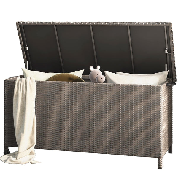 Large Outdoor Deck Storage Box 480L with Wheels, Light Brown