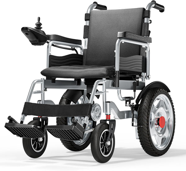 Lightweight Foldable Electric Wheelchair for Adults, 25+ Mile Travel Range, Portable Power Chair, Durable Alloy Frame