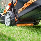 24V Cordless Lawn Mower, 34cm Cutting Width, 2×4Ah Batteries, Fast Charger, 32L Grass Box, 6 Cutting Heights