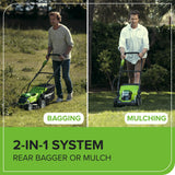 40V Cordless Lawn Mower, 35cm Cutting Width, 2×2Ah Batteries, Charger, 40L Grass Bag, 5 Cutting Heights