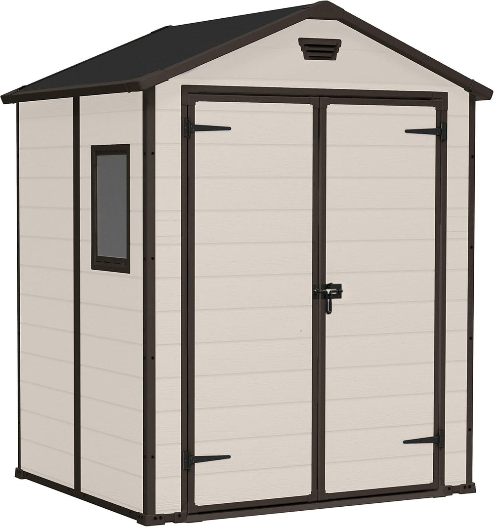 6 x 5 ft Outdoor Garden Storage Shed with Double Doors, Window & Heavy-Duty Floor Panel