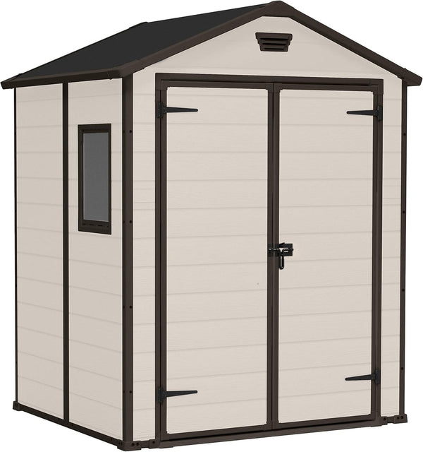 6 x 5 ft Outdoor Garden Storage Shed with Double Doors, Window & Heavy-Duty Floor Panel