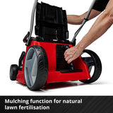 36V Cordless Brushless Lawn Mower, 43cm Cutting Width, 2×4Ah Batteries, 2 Fast Chargers, 63L Grass Bag