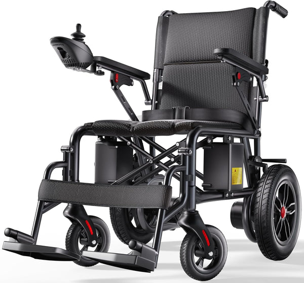 Lightweight Foldable Electric Wheelchair for Adults, 15 Mile Travel Range, Portable Power Chair with Joystick Control
