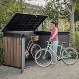 Horizontal Storage Shed with Hydraulic Lid, Double Doors & Lockable Design