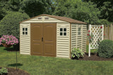 10 x 8 ft Outdoor Plastic Garden Storage Shed with Double Doors, Windows & Metal Foundation Kit